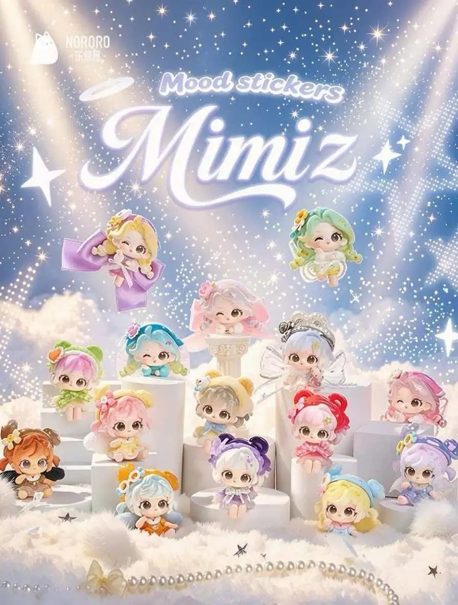 Mimiz Mood Stickers Series Blind Box Figure, 12 Non-Repeating Cute Kawaii Art Toy, Soft Pastel Character Collectible Desk Decor Gift for Girls and Collectors – Official Designer Collectible Art Toy