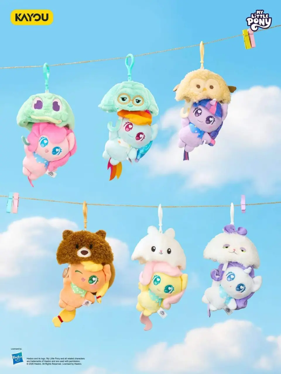 KAYOU Official My Little Pony Weather Tales Blind Box Plush Keychain, Umbrella & Swim‑Ring Theme Cute Plush Pendant Complete 6‑Pack Se – Official My Little Pony Art Toy