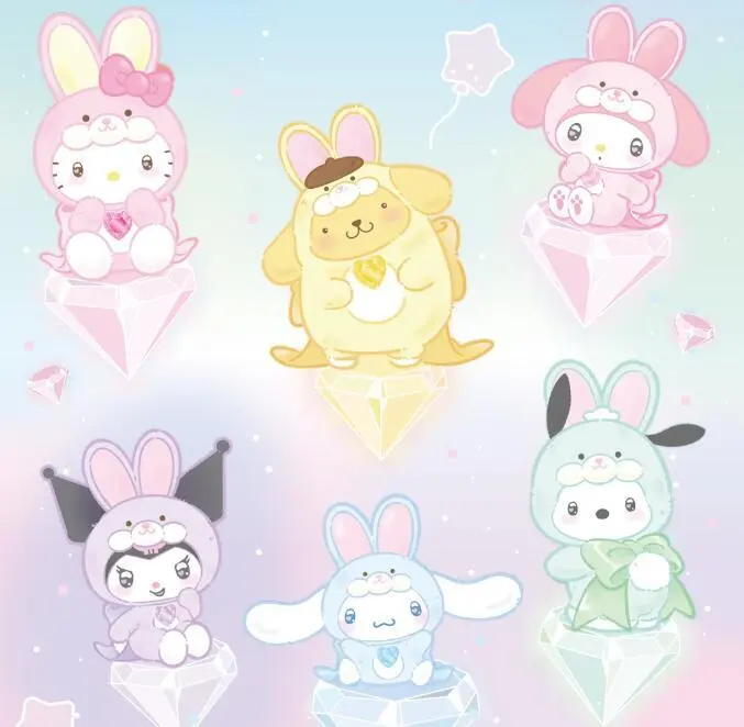 Sanrio Family Diamond Bunny Series Figurine Blind Box – Official Sanrio Art Toy