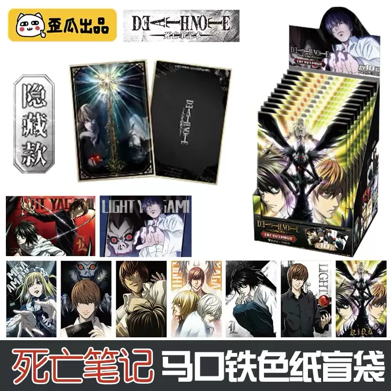 Wagua Death Note Anime Art Board Blind Bags, Full Box 9 Packs, 1 Art Paper Board Per Pack, Temperature Sensitive Shikishi Art Board with Transparent Card for Collection – Official Designer Collectible Art Toy