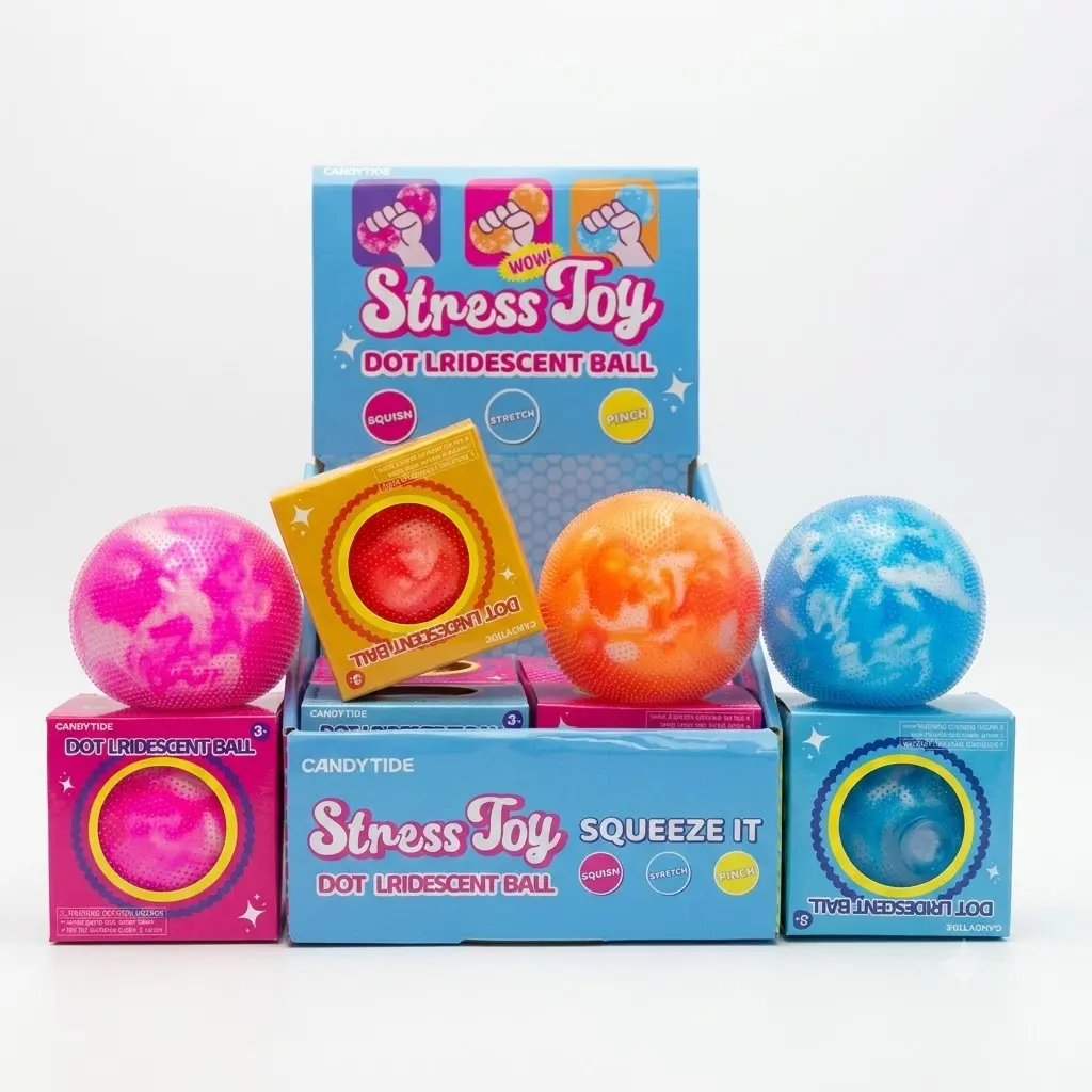 CANDYTIDE Dot Lridescent Stress Relief Squeeze Ball 3 Colors, TPR + Flour – Official Designer Collectible Art Toy