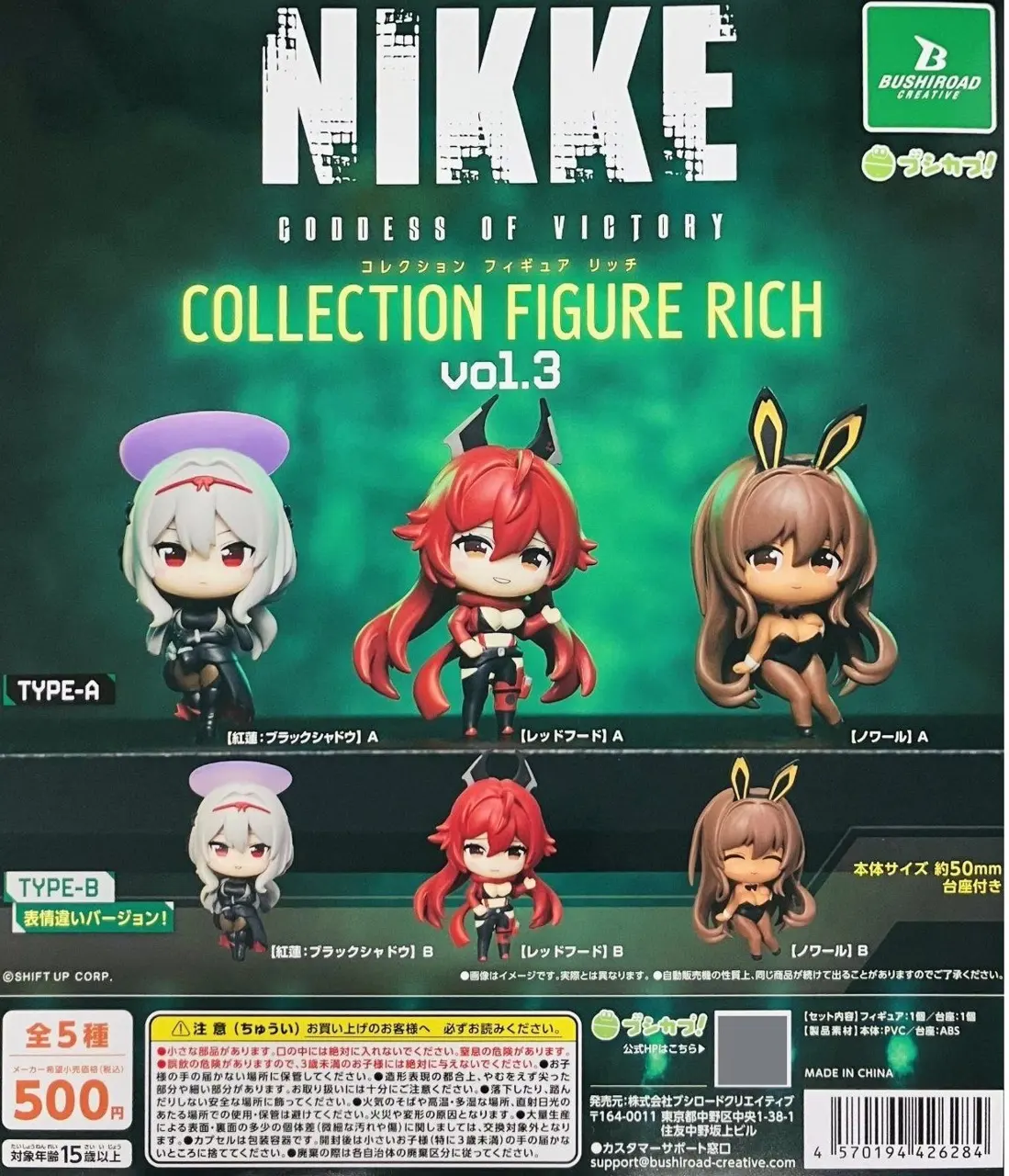 Bushiroad Goddess of Victory NIKKE Collection Figure Rich Vol.3, Collectible Mini Figure Capsule Toy Gashapon Φ65mm – Official Designer Collectible Art Toy