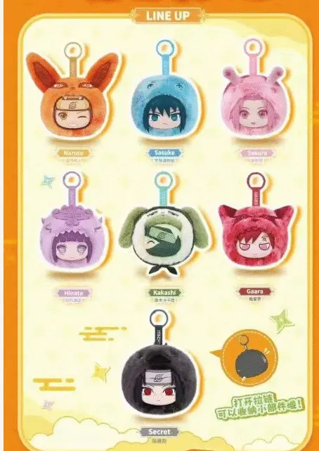 EAKI Official Naruto Shippuden Plush Earphone Bag Blind Box Set, 6 Pcs Collectible Anime Character Storage Pouch Keychain Pendant, Cute Kurama Fox Ear Design Mini Coin Purse Gift – Official Naruto Art Toy