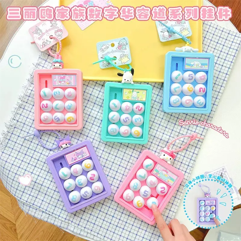 Sanrio Characters Number Slide Puzzle Keychain Cute Brain Teaser Fidget Toy Bag Charm Portable Stress Relief Pendant