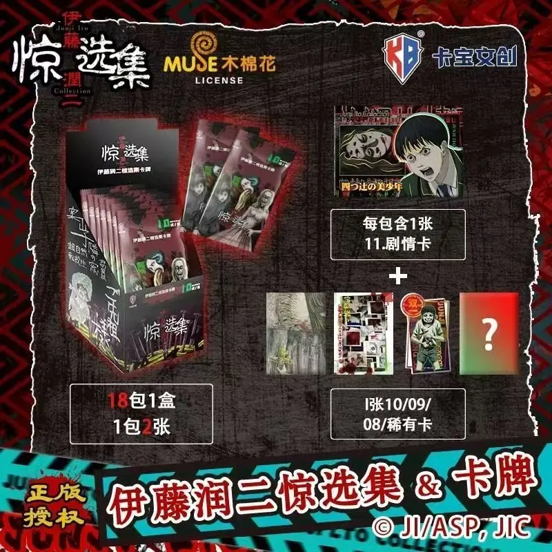 Kabao Official Licensed Junji Ito Collection Trading Cards Booster Box, 18 Packs Horror Manga Character Collectible Cards, Classic Tomie Anime TCG Cards for Manga Horror Fans – Official Designer Collectible Art Toy