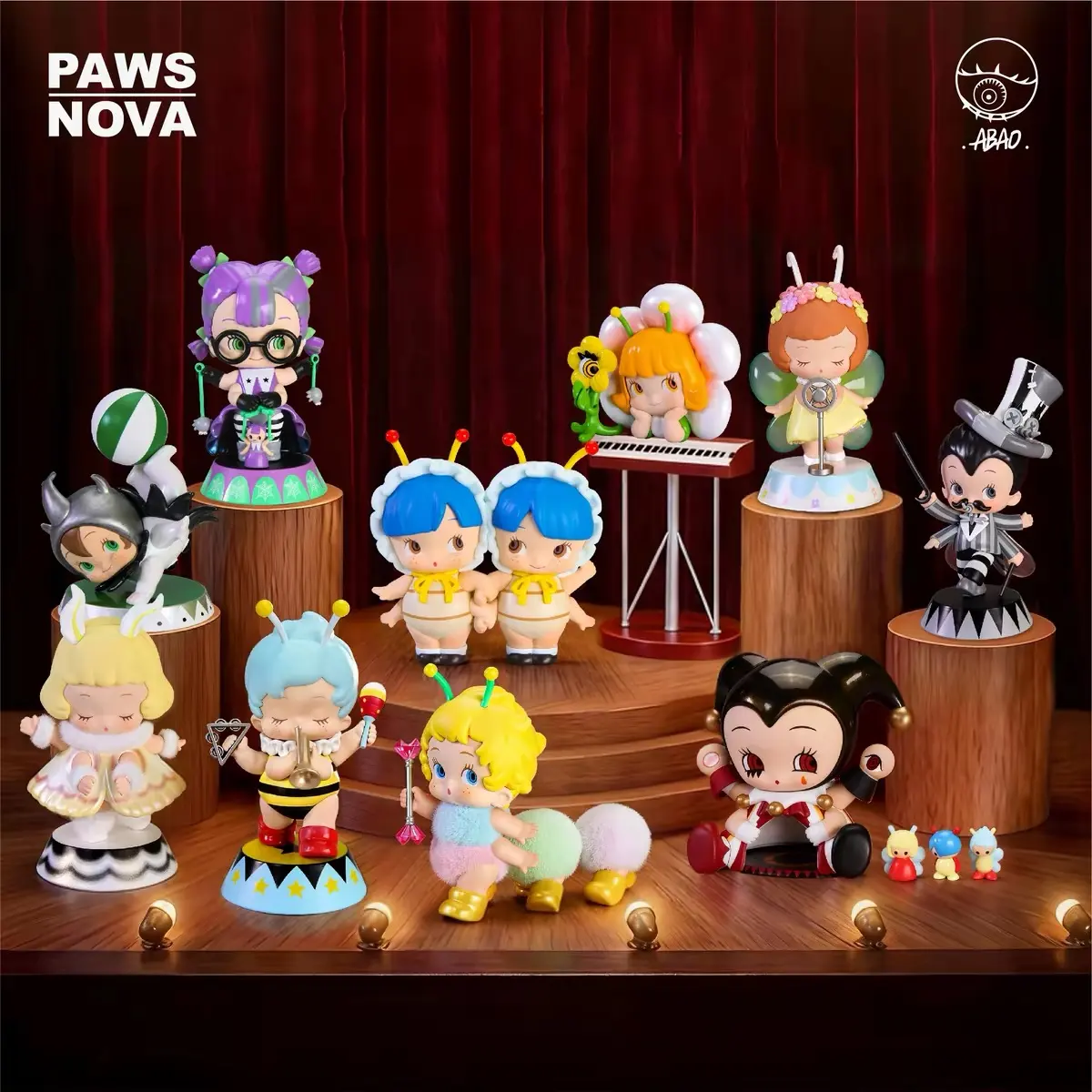 PAWS NOVA ABAO Floral Concerto Blind Box, Cute Collectible Art Toy Figurine, Kawaii Character Desktop Decoration Ornament, 9Pcs/Set – Official Designer Collectible Art Toy