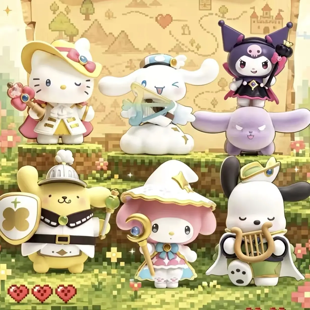 Miniso Sanrio Characters RPG Brave Adventure Series Blind Box Set, 6Pcs/Set Cute Collectible Mini Figure Desktop Ornament Gift