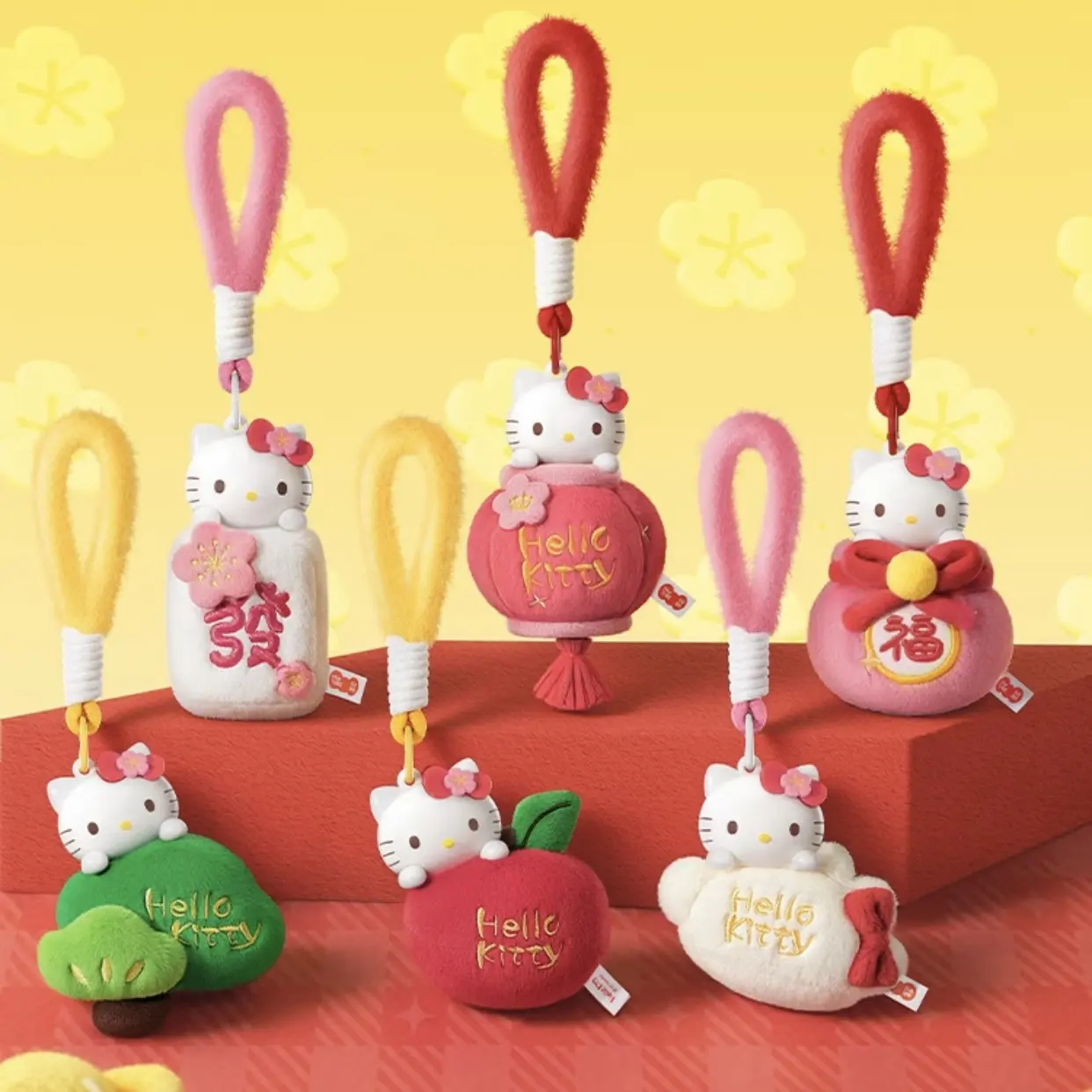 Display New Arrival Marktop Hello Kitty Lunar New Year Blind Box ScenfedPlush Keychain – Official Sanrio Art Toy
