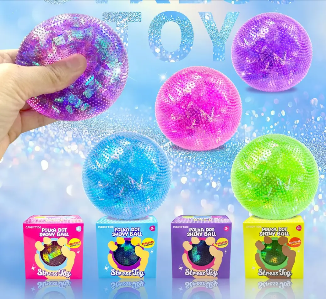 CANDYTIDE Polka Dot Shiny Stress Ball Squishy Relief – 6cm TPR Squeeze Fidget Toy – Official Designer Collectible Art Toy